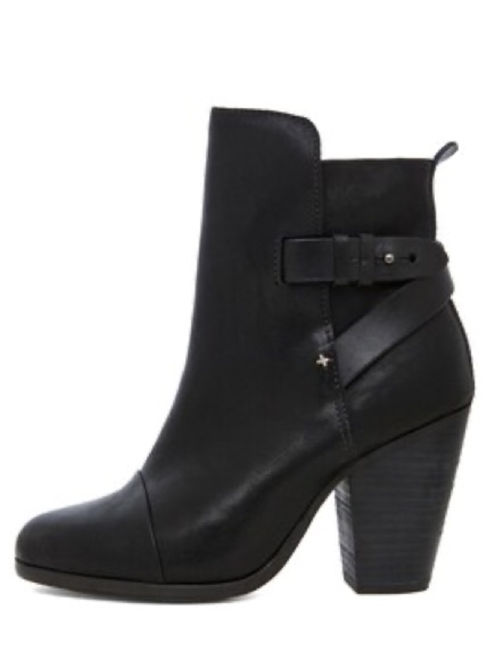 Rag & Bone Kinsey Black Calf Leather Wedge Ankle Boots Moto Booties 8 8.5 eu 39